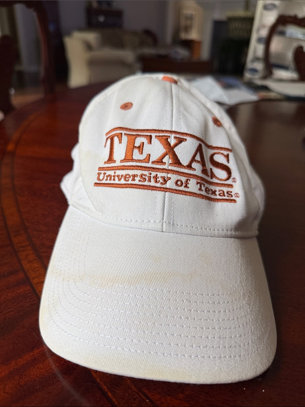White & Orange Embroidered Baseball Cap